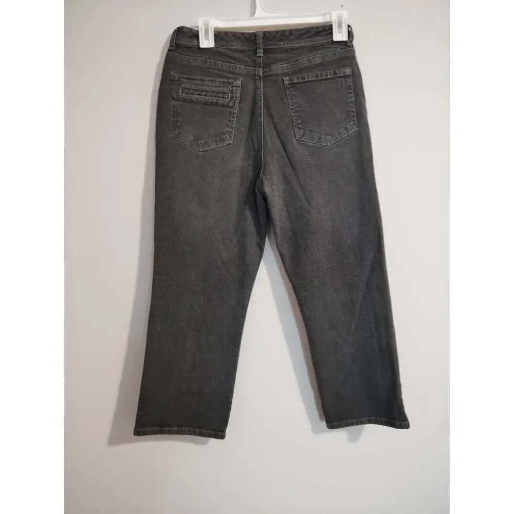 Chico's Platinum Jeans Denim Straight Leg Women's Short Gray Size 1‎
